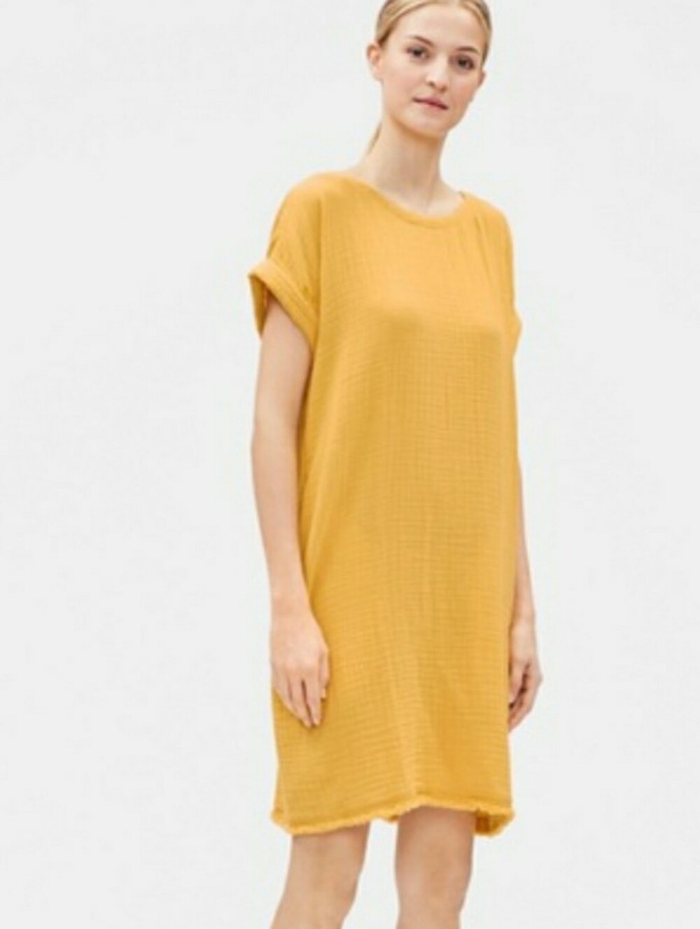 New $198 Eileen Fisher Marigold Gauze Shift Dress PS